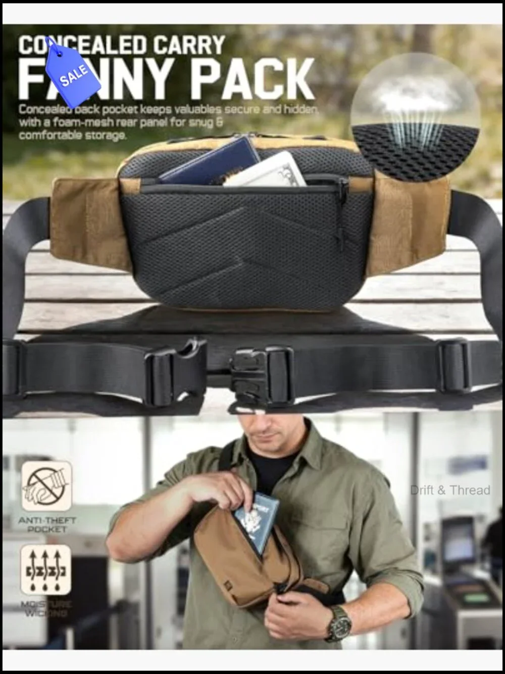 Tactical CCW Fanny Pack Concealed Carry EDC Crossbody Waist Bag